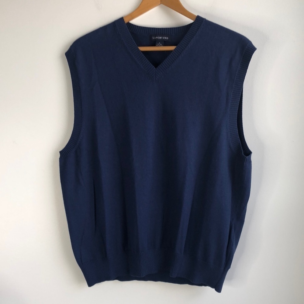 Lands End cashmere blend blue sweater vest